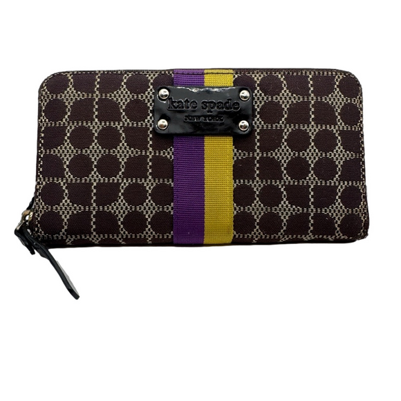 kate spade Handbags - KATE SPADE ♠️ Neda Thompson Street Noel Brown Fabric Zip Around Wallet